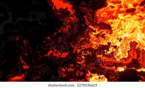 Underground hell fire. Motion. Abstract spreading orange hell molten magma, concept of evil.