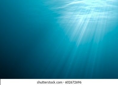 Undersea Background. Light Rays Under Water. 3D Rendered Illustration.