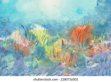 Undersea Plants Watercolor For Card, Illustration, Background