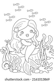 Underwater Creature Mermaid Coloring Pages Kids Stock Illustration ...