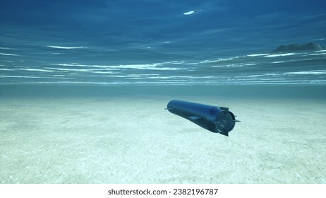 Underwater drone torpedo military arm sea ocean 3d render