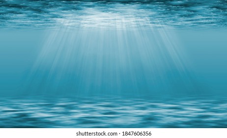 Underwater landscape illustration background with bubbles, fish and sunray - Shutterstock ID 1847606356
