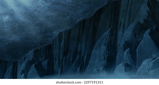 Underwater looking up, computer design illustrations, game scenes