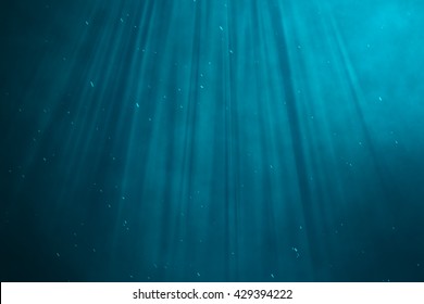 Underwater Sea, Ocean With Light Rays. 3d Illustration