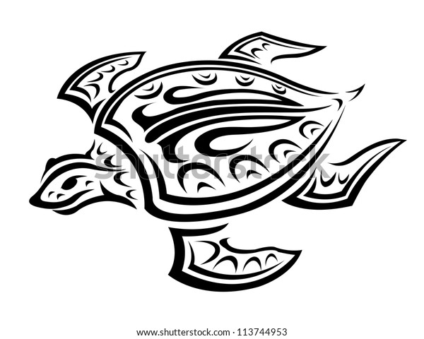 Underwater Turtle Tribal Style Tattoo Mascot Stock Illustration ...