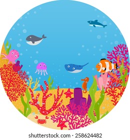 Underwater World Cartoon Stock Vector (Royalty Free) 258624479