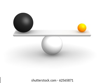 Uneven balls in balance. 3d rendered illustration.