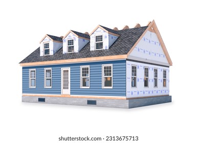 Unfinished modular house isolated on white background. 3d illustration - Powered by Shutterstock