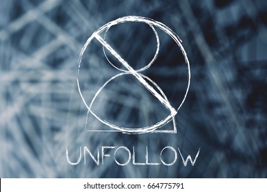unfollowing people on social media concept: crossed out user icon getting deleted