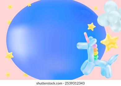 Unicorn balloon frame animal background, cute design illustration. Unicorn party balloon frame background. Unicorn balloon frame on pink and blue background wallpaper with copy space design - Powered by Shutterstock