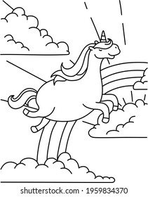 Unicorn Coloring Page Animals Cartoon Horse Stock Illustration ...