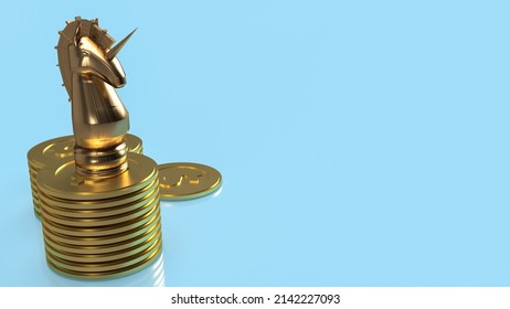 Unicorn And Gold Coins For Start Up Or Business Concept 3d Rendering