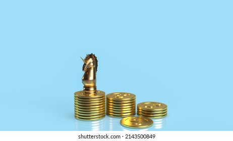Unicorn And Gold Coins For Start Up Or Business Concept 3d Rendering