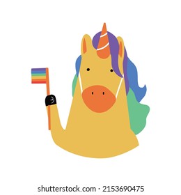 A Unicorn With A LGBT Flag. Pride Month.