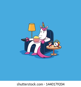 Unicorn Sitting Relaxing Popcorn Stock Illustration 1440179204 ...