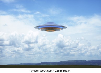 曇り青空の正体不明の飛行物体ufo リアルピクチャの3dイラスト のイラスト素材 Shutterstock