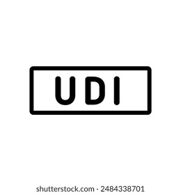 Unique device identifier symbol. Graphical Symbols for Medical devices.UDI logo design template with strong and modern bold text. Initial based png logotype featuring simple and minimal typography.