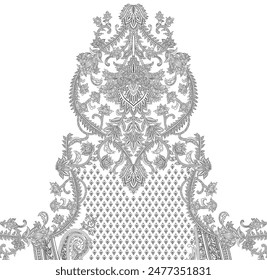 Unique Digital Textile Design Element. Design Border and Motif fabric print Ethnic Design