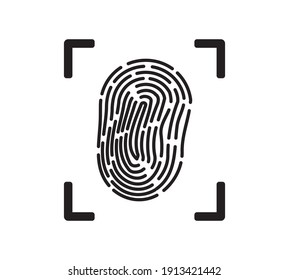 Icono de rastrillo simple de huellas dactilares aislado en fondo blanco. Signo de huella digital como protección individual de datos o símbolo de exploración biométrica