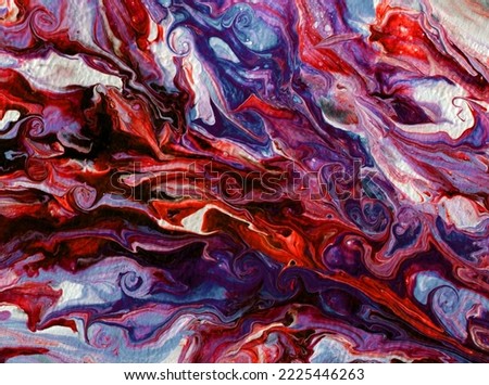 Unique performance. Conceptually Abstract shattered painting with acrylic and palette knife on canvas. Painting with liquid acrylic, burgundy mixed texture. For advertising, business cards, banners, w
