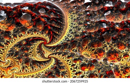 A unique spiral fractal in the form of a fantastic landscape. 3d illustration