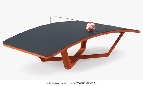 Unique tabletop design featuring a curved surface ideal for advanced gameplay, includes a stylish net and ball.