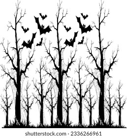 Unique Trees Vector , Bat's Flying, Dark Theme 