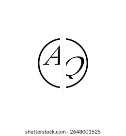 Unique Vector Circled Monogram Simple Logo AQ Initial Alphabet Design Alphabet