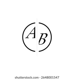 Unique Vector Circled Monogram Simple Logo AB Initial Alphabet Design Alphabet
