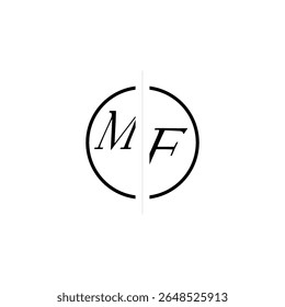 Unique Vector Circled Monogram Simple Logo MF Initial Alphabet Design Alphabet