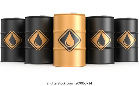 unique yellow oil barrel isolated on white background