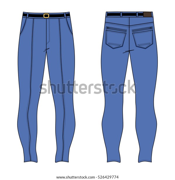 Unisex Outlined Template Skinny Jeans Front Stock Illustration 526429774
