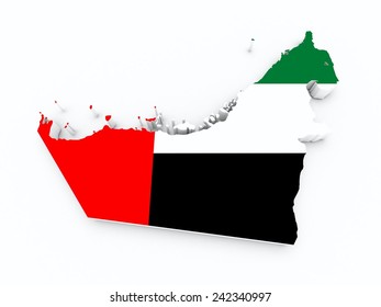 United Arab Emirates Flag On 3d Map 