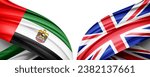 united arab emirates and United Kingdom flag of silk-3D illustration
