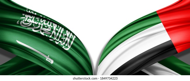 Vereinigte arabische Emirate und saudi-arabische Flagge - 3D-Illustration