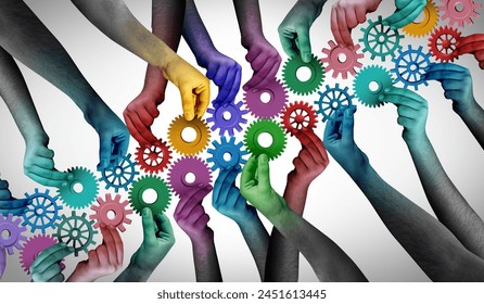 United Diverse Workers Progress and inclusivity as an inclusive diverse team in collaboration with equality by joining together as multicultural business people with 3D illustration elements. - Powered by Shutterstock