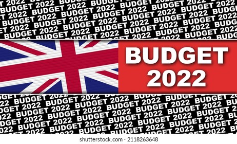 United Kingdom Budget 2022 Title And Flag Concept - 3D Illustration 