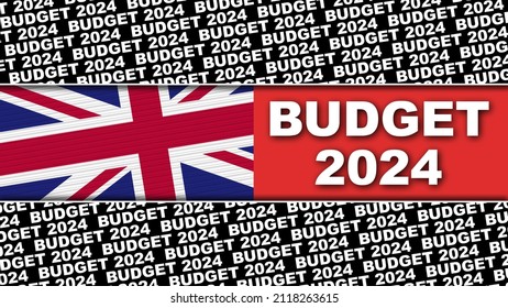 United Kingdom Budget 2024 Title And Flag Concept - 3D Illustration 