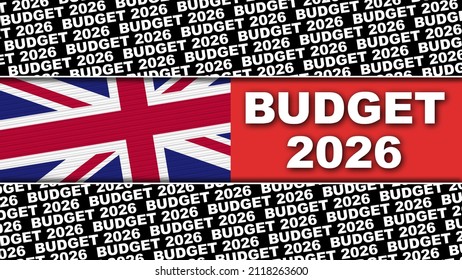 United Kingdom Budget 2026 Title And Flag Concept - 3D Illustration 