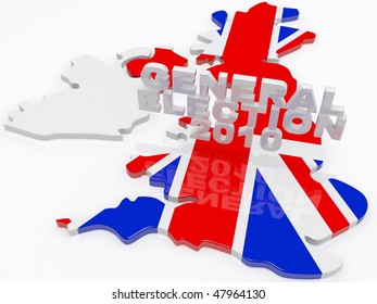 The United Kingdom Draped In A Union Jack With General Election 3d Text Hovering