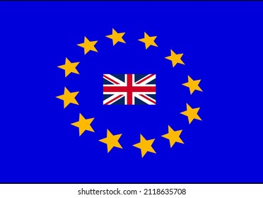 United Kingdom Flag In The 12 Stars Of The European Union