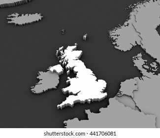 United Kingdom Map 3D Illustration