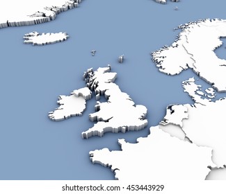 United Kingdom Map 3D Illustration