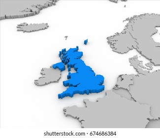 United Kingdom Map 3D Illustration