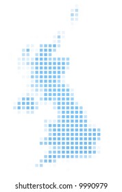 United Kingdom map square mosaic. Easy to recolor.