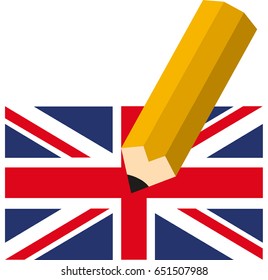 United Kingdom (UK) General Election 2017. Pencil With British Union Jack Flag. United Kingdom Vote. Isolated On White Background