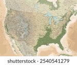 United Sates of America terrain map. Super high quality. Detailed with thousands of place name labels.