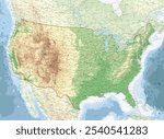 United Sates of America terrain map. Super high quality. Detailed with thousands of place name labels.