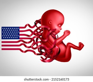 United States Abortion Laws And US Abortions Law Or Reproductive Rights In America As A Legal Concept For Reproduction With 3D Illustration Elements.