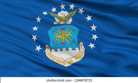 United States Air Force Flag, Closeup View, 3D Rendering